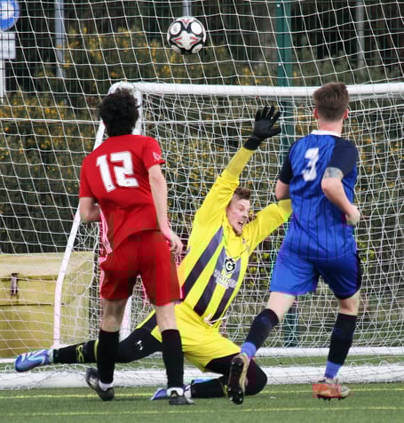Harry Peniket opens the scoring for Carew against Kilgetty
