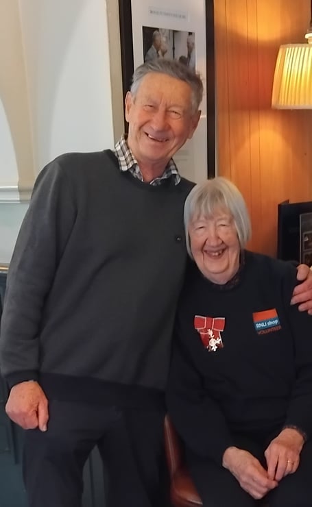 Pictured with RNLI shop volunteer David Morgan, Doreen Mortimer MBE hosted a party for all RNLI shop volunteers on February 12 at Tudor Mount Gastrobar, Tenby. It was to celebrate her MBE and her 30 years volunteering for the RNLI.