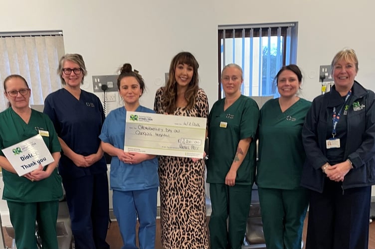Fundraiser Rachel Price, Fundraising Officer Claire Rumble and Chemotherapy Day Unit staff members