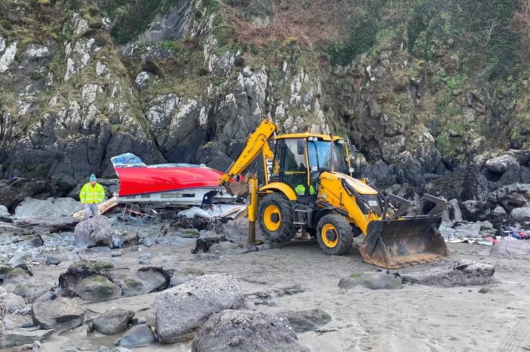 Pembrokeshire County Council said that it was aware of the yacht which had run onto rocks at Lower Town, Fishguard