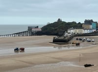 Dredging at Tenby Harbour and North Beach ahead of Easter boat-lift