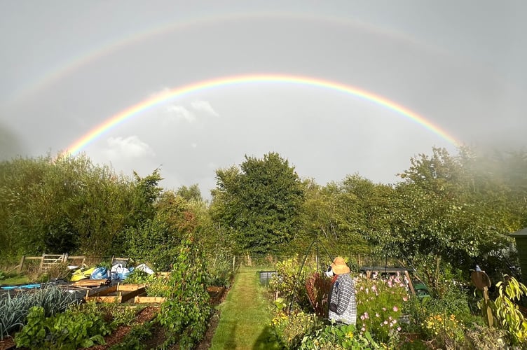 A double rainbow over the St Dogmaels Road Allotments. Picture: S Oakden.