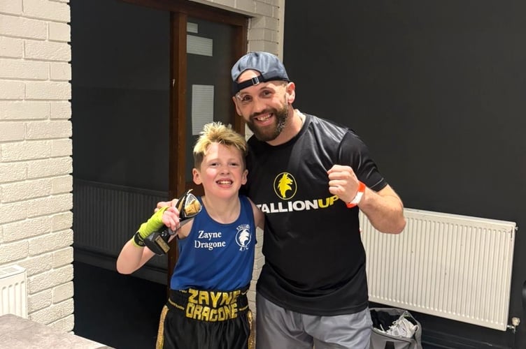 Boxer Angelo Dragone with his son Zayne (pic courtesy of Angelo Dragone and free for use for wire partners)