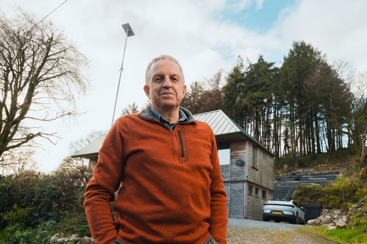 David Hedges at his eco-home in rural Carmarthenshire