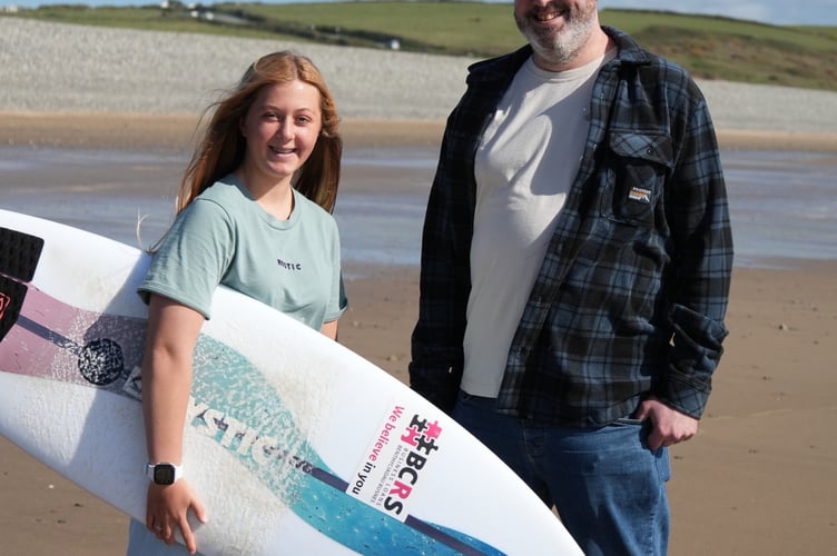 BCRS continues backing for rising Welsh surfing star Josie Hawke, pictured with Stephen Deakin