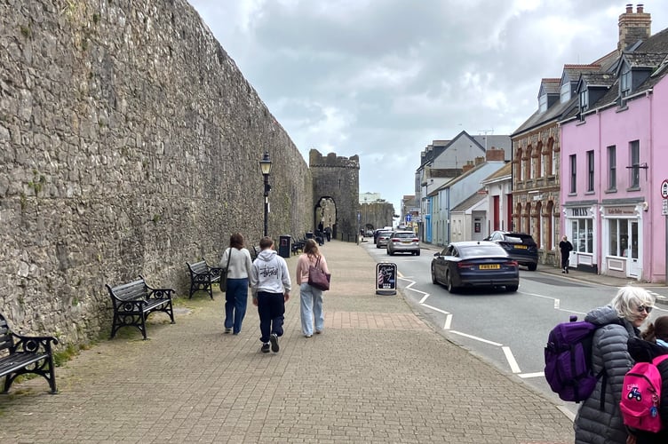 Tenby’s South Parade, alongside the historic town walls