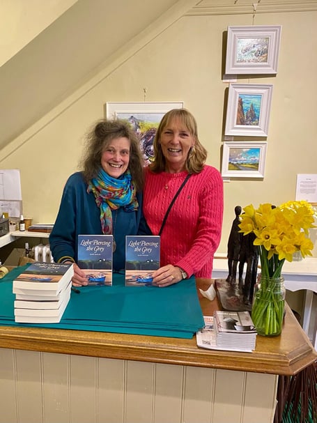 Mary Powles (right) with Pam at Narberth’s Golden Sheaf Gallery