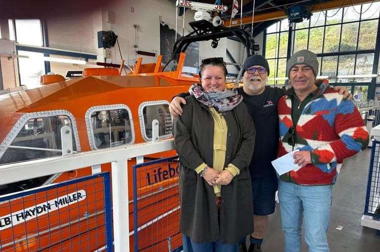Phil and Emma met with station Mechanic Pete Tenby RNLI