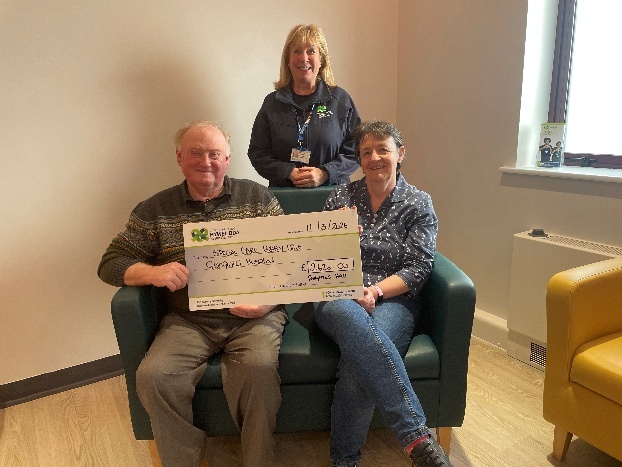 Cllr Tyssul Evans and Susan Childs (Elin’s mother) with Claire Rumble, Fundraising Officer.