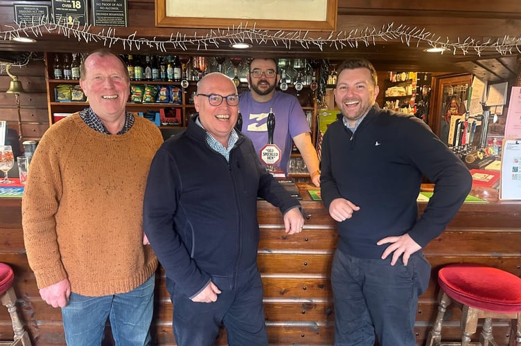 Photo caption - Welsh Conservative Candidates - Paul Davies, Samuel Kurtz and Brian Murphy with Owner of the Ship AGround, Dinas.