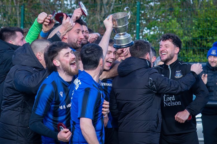Hakin celebrations after they lifted the Division One trophy (Photo: Marty Jones)