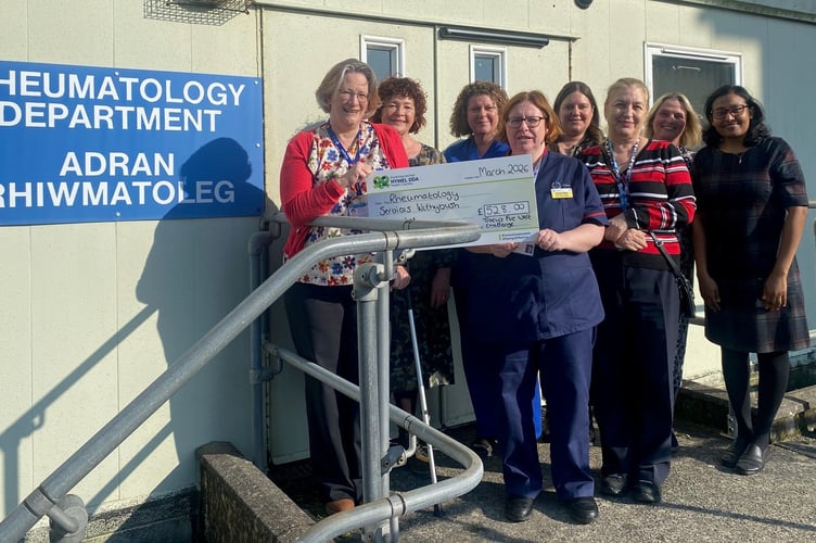 Tracy Beynon with staff from the Rheumatology Team at Withybush Hospital