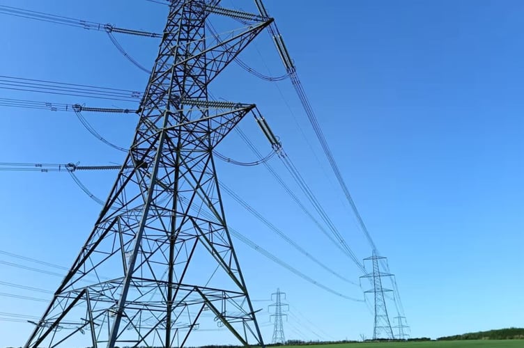 Electricity pylons near Llannon in Carmarthenshire (pic Richard Youle and free for use) 