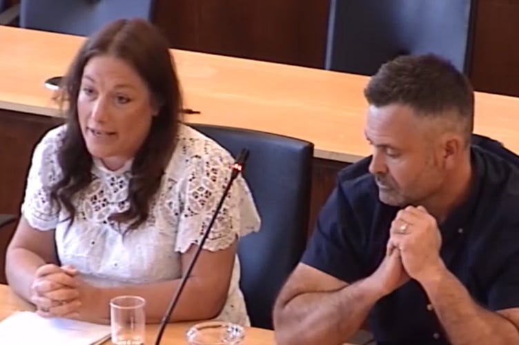 Rebecca Evans speaking at the Pembrokeshire county council licensing sub-committee. Picture: Pembrokeshire County Council webcast.