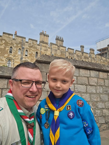 Jon Williams, Chief Volunteer for Wales and Beaver Scout Rupert who received the Chief Scouts Award