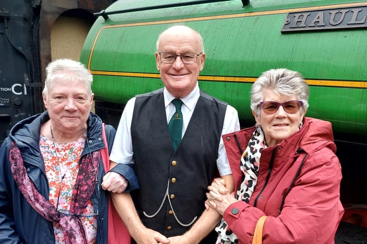 Tenby Friendship Club members with the Station Master at Gwili Railway