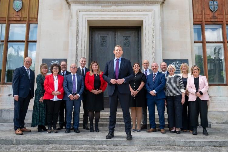 Plaid Cymru cabinet at the Welsh Government building at Cathays Park.