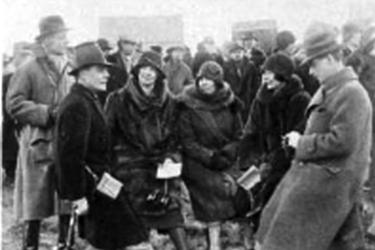 The races always attracted the cream of West Wales society. This group includes The Hon Anne Lewis and Captain Denis Daly of the Royal Welch Fusiliers.