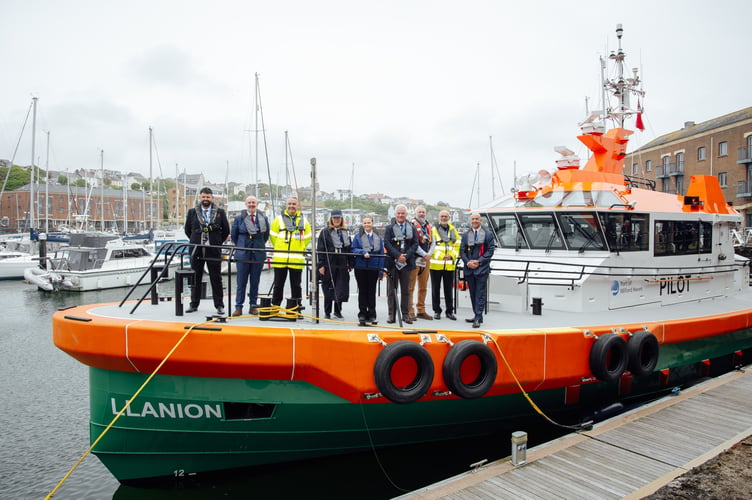 The naming party on board the Port of Milford Haven’s new pilot vessel Llanion