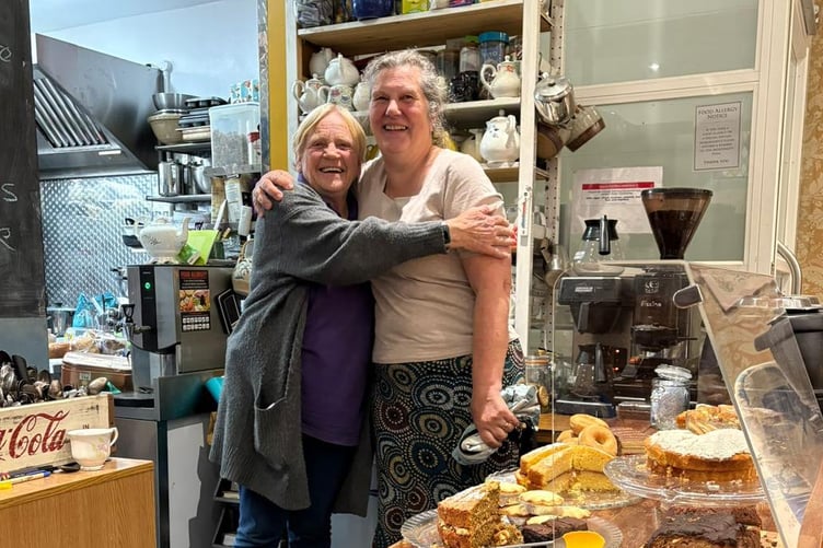 PATCH Charity foodbank supervisor Carol with Rebecca Rees who runs The Old Chapel coffee shop in Tenby and PATCH’s foodbank there. A warm friendly space with yummy homemade cakes, community fridge and bookshop, it’s generally open Tuesday to Saturday, 11am-3pm.
