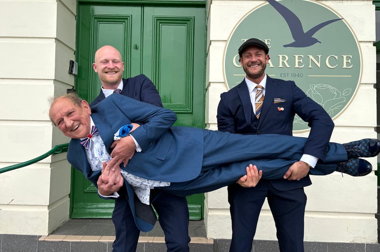 Hubert Hilling has marked over half a century working alongside four generations of the Phillips family at The Clarence Hotel in Tenby - pictured alongside new owners Steven and Martin.