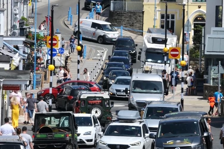 The centre of Saundersfoot during the busy May Bank Holiday