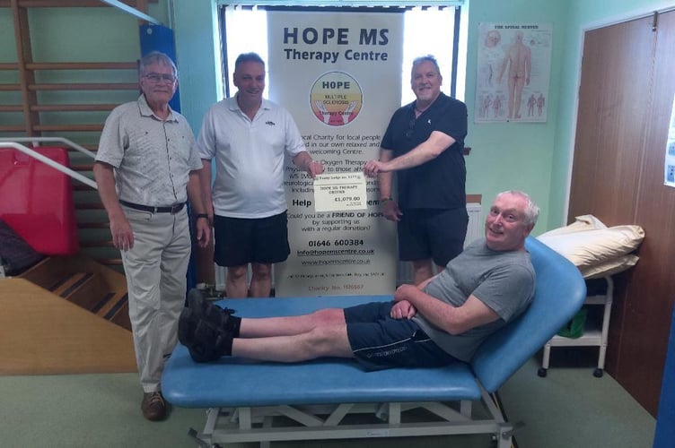 Tenby Lodge of Freemasons has generously donated £1,079 to the HOPE MS Therapy Centre to purchase a much-needed therapy couch, enhancing the facility's ability to serve patients with multiple sclerosis and other conditions.