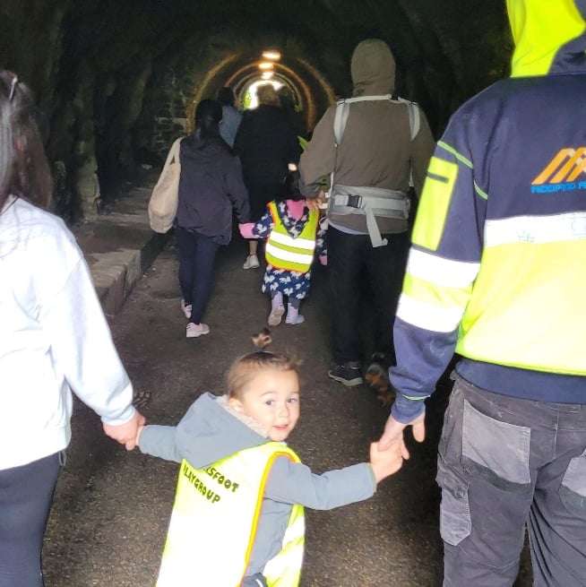 Through the tunnel at Saundersfoot on Sponsored Toddle