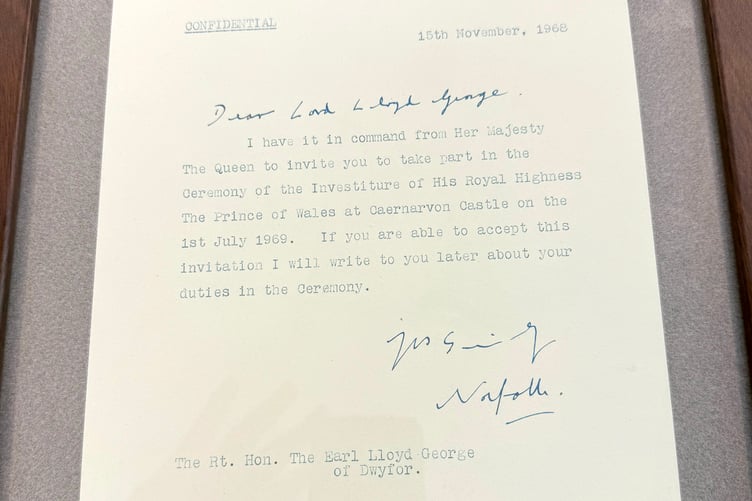 A personalised ceremonial gown owned and worn by Earl Lloyd George of Dwyfor (1924–2010) at the 1969 Investiture of the then Prince Charles was discovered, alongside his invitation to participate as sword-bearer at the ceremony