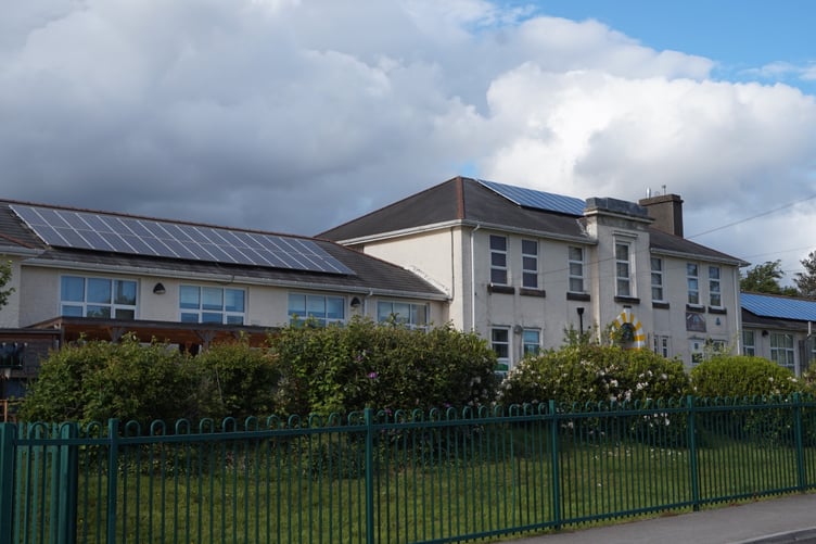 Solar panels on the Cwmgors school. The solar energy co-op is also responsible for the solar panels on the rugby club, other community buildings and local businesses.