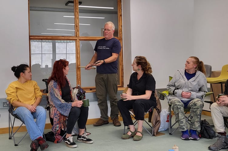 An art workshop at the new Hwb y Gors community hub.