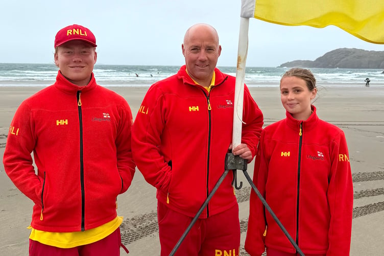 Father, son and daughter Tom, Cai and Poppy Owen are all RNLI beach lifeguards on the Pembrokeshire coast