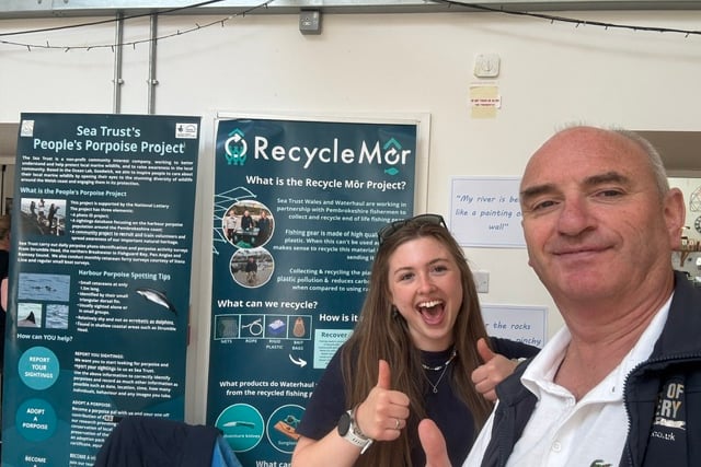 Cllr Thomas Tudor with Recycle Môr representative, Haverfordwest Riverside Festival