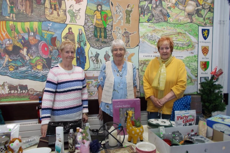 Jackie Cunningham, Margaret Luff and Jayne Smith at the Hundleton WI coffee morning in Pembroke Town Hall