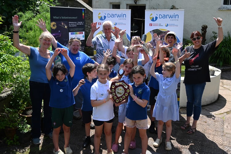 Manorbier school celebrating their win