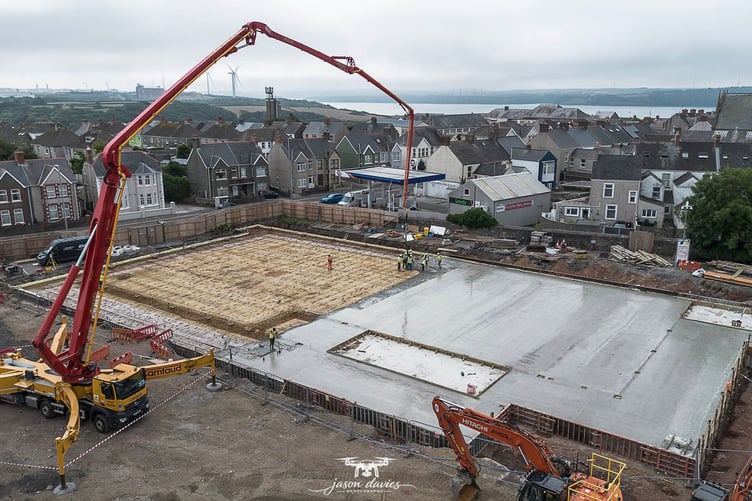 Concrete pouring Lidl construction Milford Haven