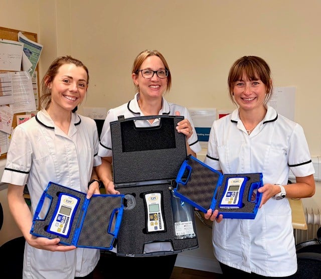 : Staff from the Adult Speech and Language Therapy team with the new equipment