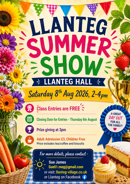 Llanteg Summer Show 2026: Saturday, August 8