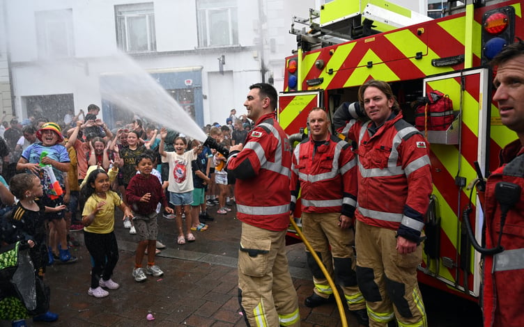 Having a splashing time at Tenby Firefighters’ Carnival 2025