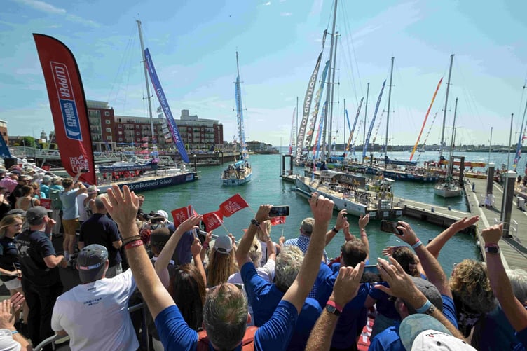 Crowds gathered on the dock in Portsmouth to welcome the Clipper Race back