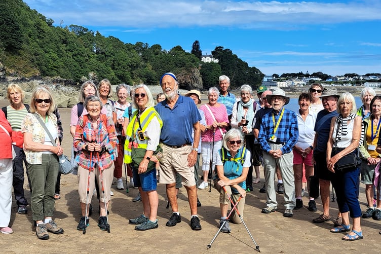 Steps2Health walkers on Glen Beach, Saundersfoot on July 25.