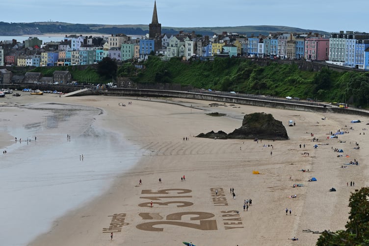 RNLI sand art Tenby