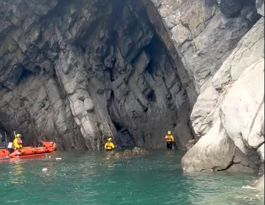Tenby RNLI's inshore lifeboat saved a dog that fell off a cliff at Giltar Point, reuniting it safely with its owner on Penally Beach.