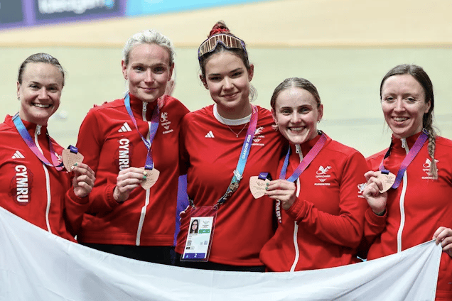 Team Wales opened their Glasgow 2026 Track and Para Track cycling campaign in style, claiming gold, silver and bronze on an action-packed first day at the Sir Chris Hoy Velodrome.