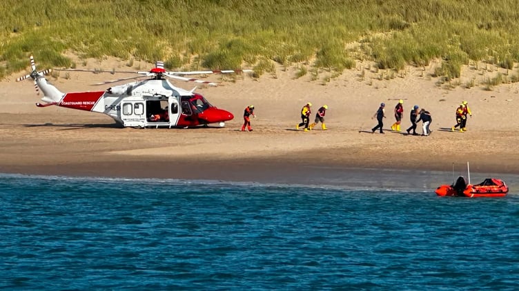 A woman was airlifted from Caldey Island following a medical emergency, with lifeboat crews and a paramedic in attendance.