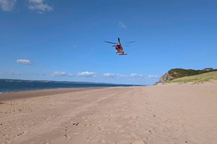 Caldey beach helicopter