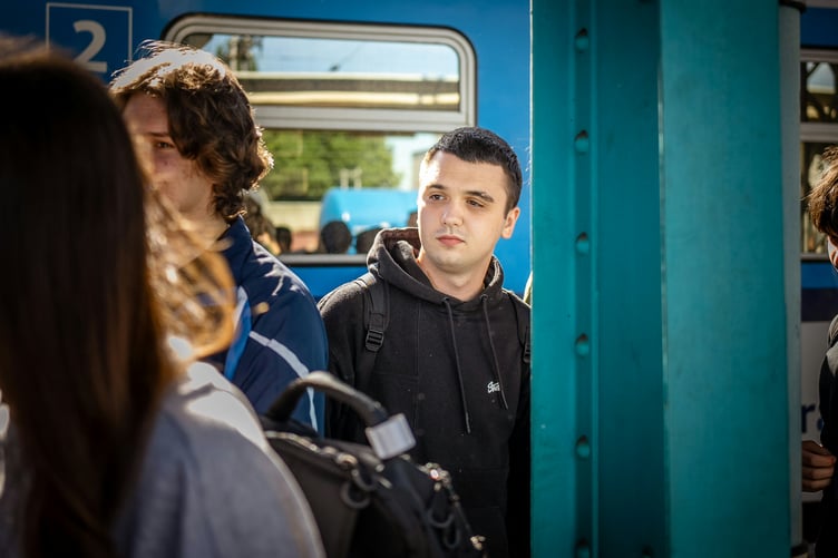 Students, train, railway station