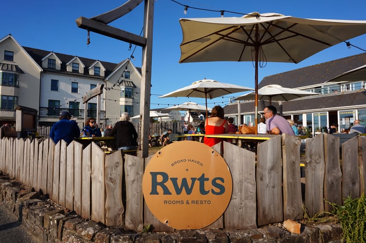Rwts Rooms and Resto looks out over St Brides Bay.