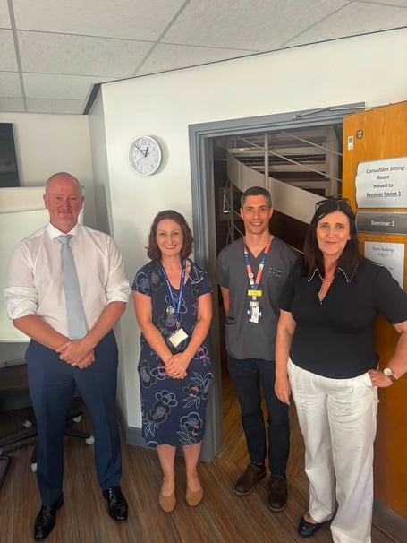 Paul Marr MS and Claire Archibald MS met teams at Withybush Hospital on July 31.