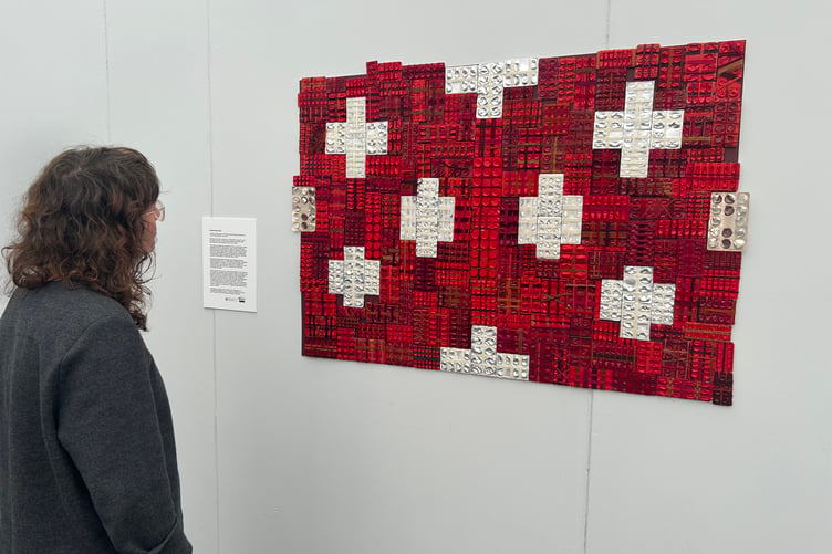 A visitor to the Eisteddfod looks at Blanced Hywel